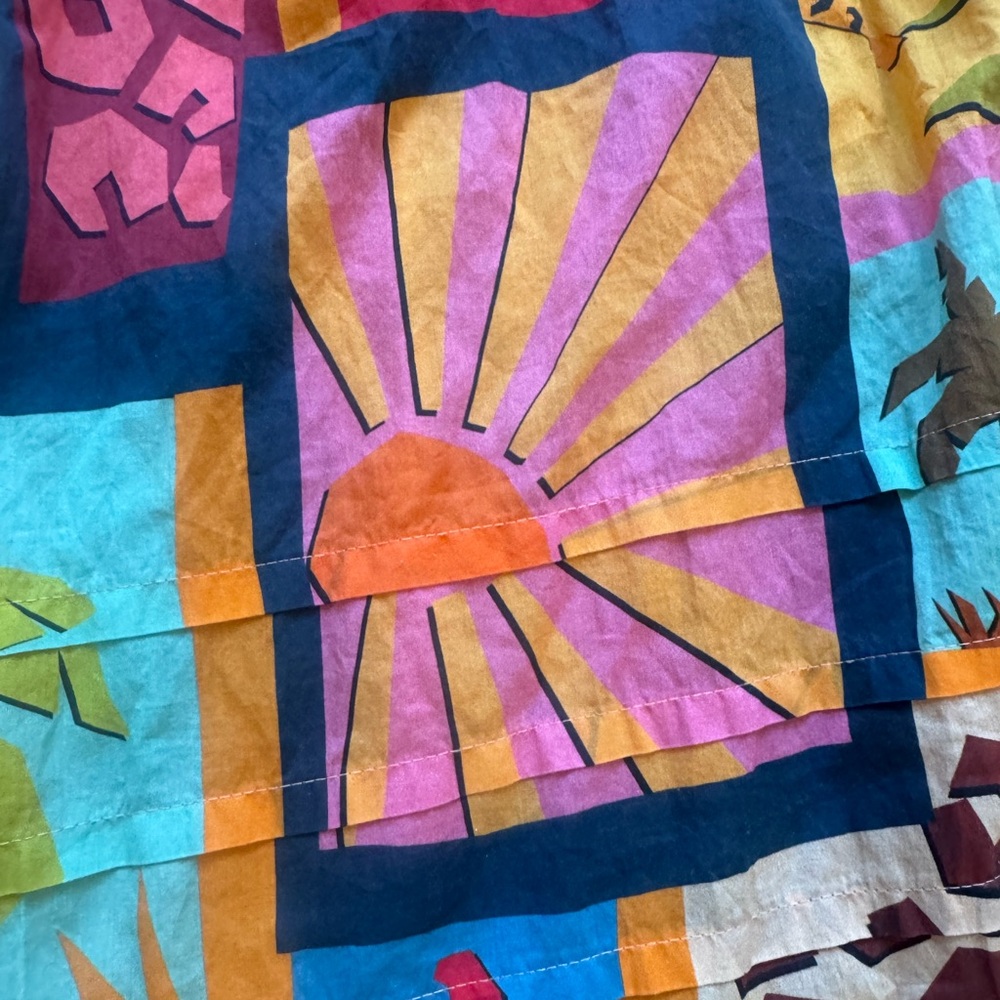 FARM Rio Tropical Collage Midi Square Neck Womens Dress Size L large Colorful - Picture 16 of 16
